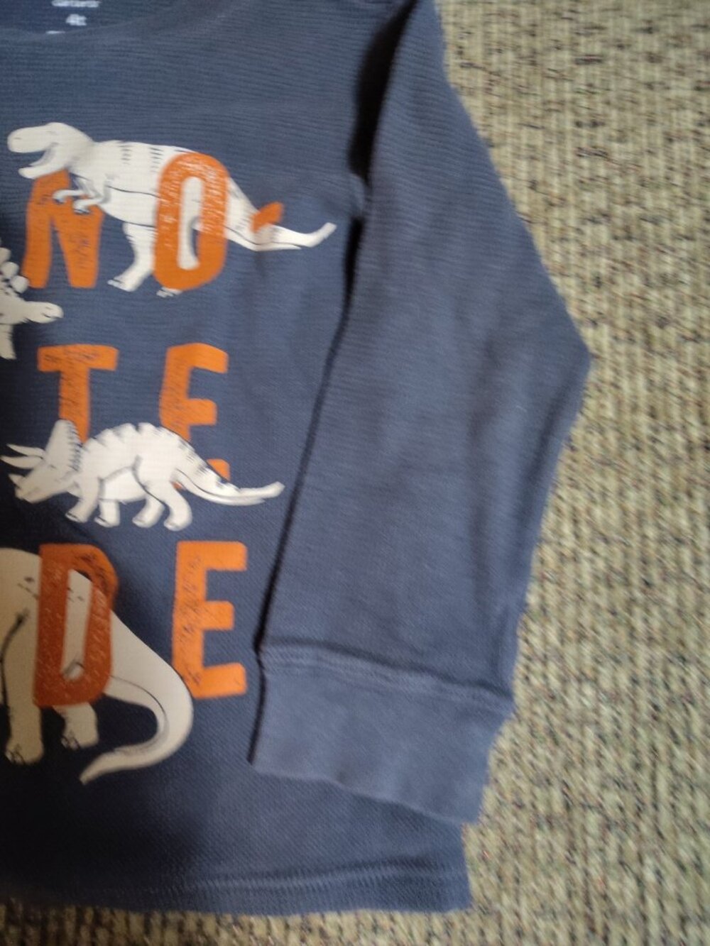 Carter's Boy's Long Sleeve "Dino-Mite Dude" Thermal Long Sleeve Navy (Size 4t) - Picture 3 of 5